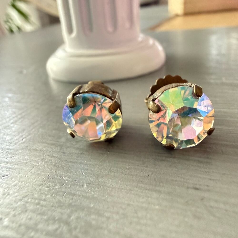 Sorrelli Crystal Brass Tone Stud Earrings - Picture 2 of 7